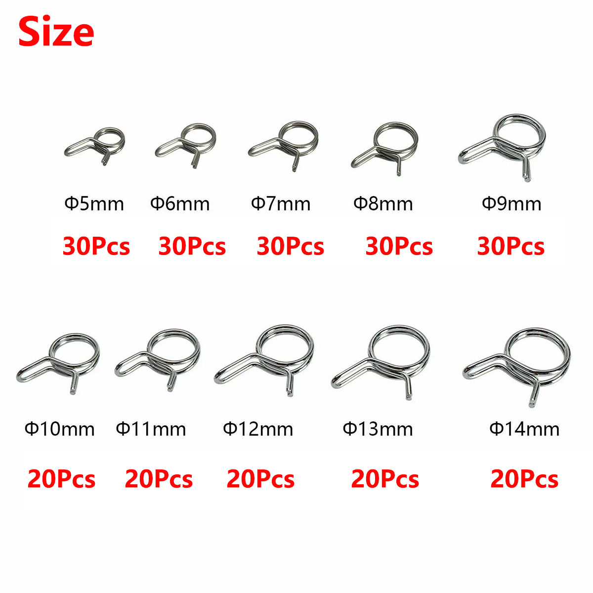 250개 5-14mm 와이어 연료 라인 호스 튜빙 모음 - Hose Clamp Assorted 리뷰 및 가격