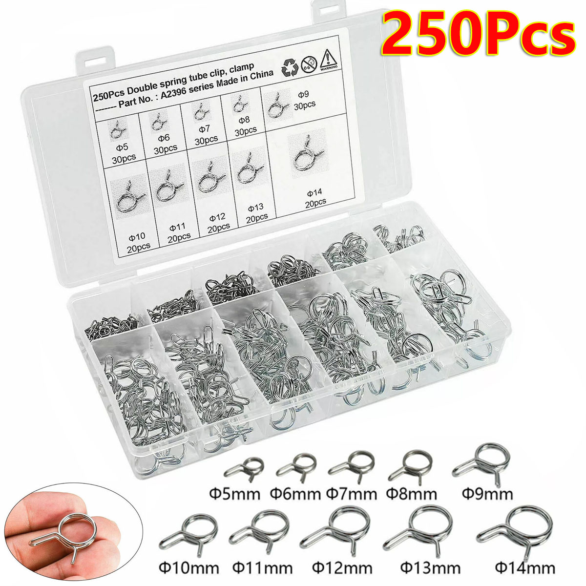 250개 5-14mm 와이어 연료 라인 호스 튜빙 모음 - Hose Clamp Assorted 리뷰 및 가격